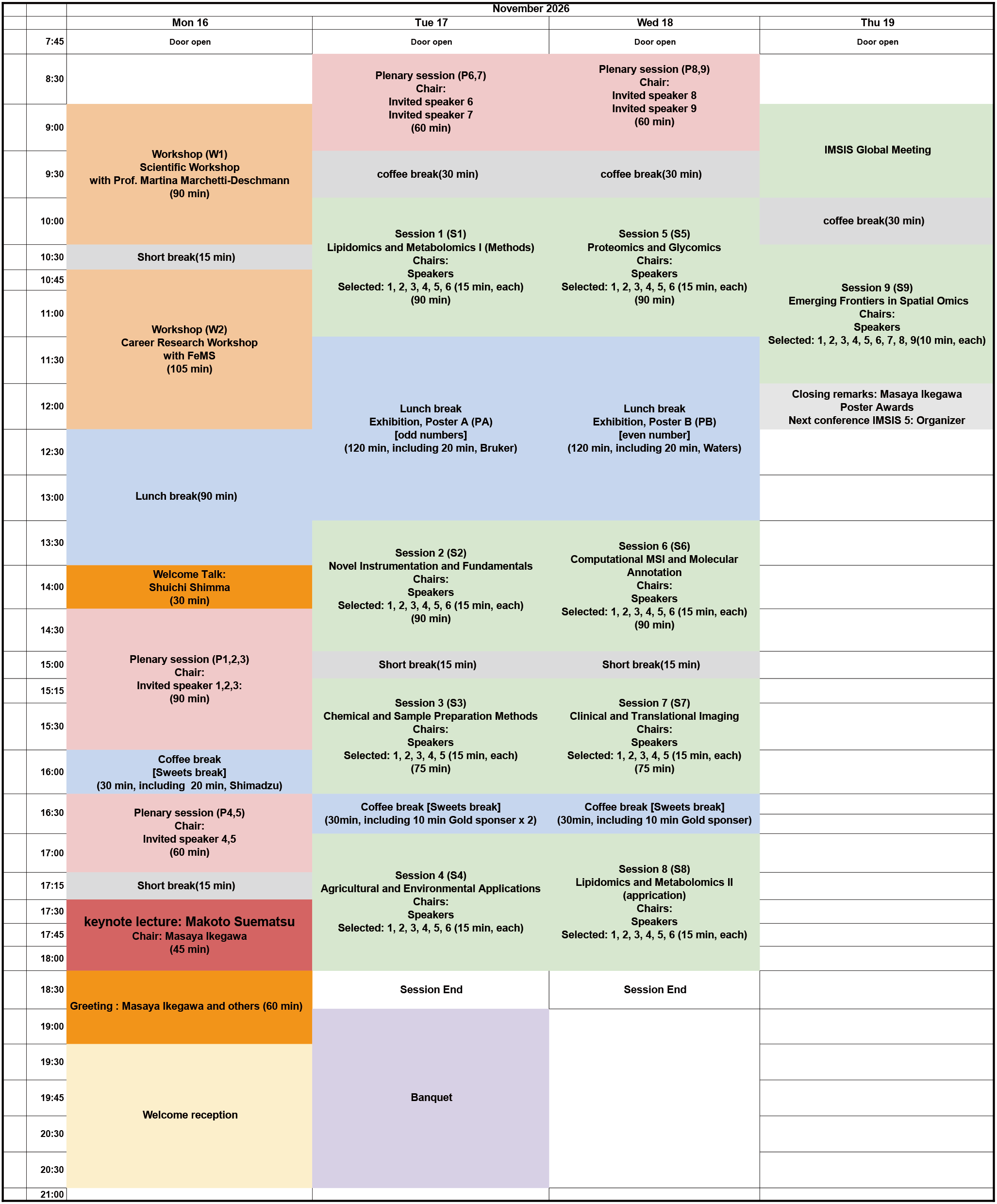 IMSIS 4 Program Timetable