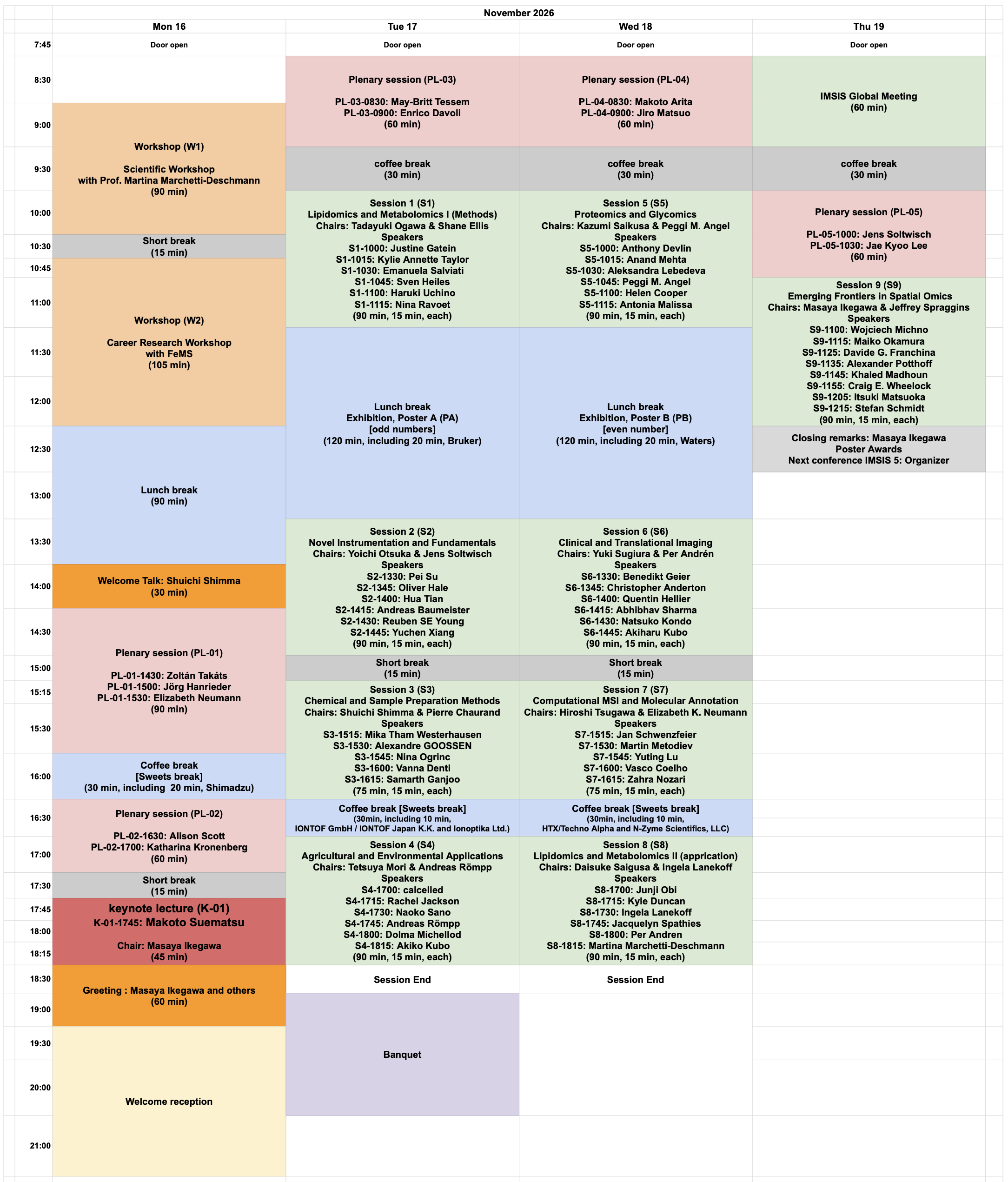 IMSIS 4 Program Timetable